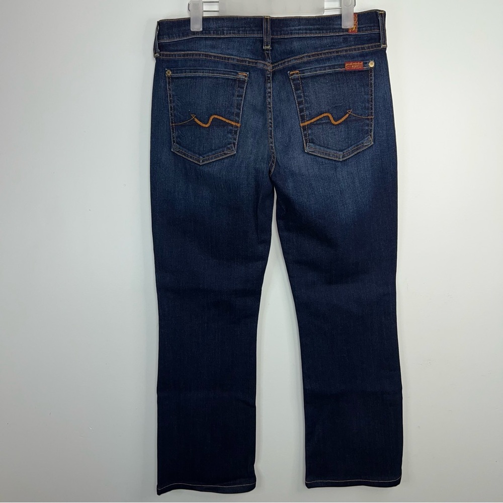 7 For All Mankind Dark Wash Blue Bootcut Mid Rise Jeans Women’s Size 32 - Picture 9 of 17